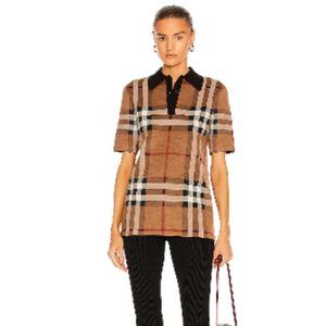 NWT Women's designer Burberry Checked Polo Shirt (S)